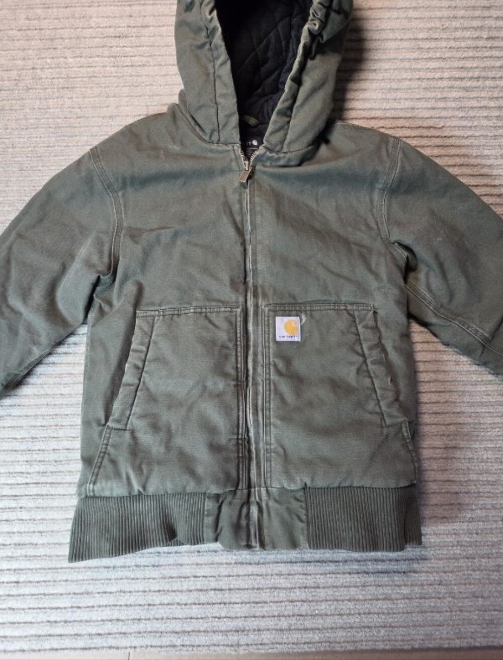 Carhartt Flannel Quilt Lined Active Jacket Youth Medium 10-12 Green OJ8545-B